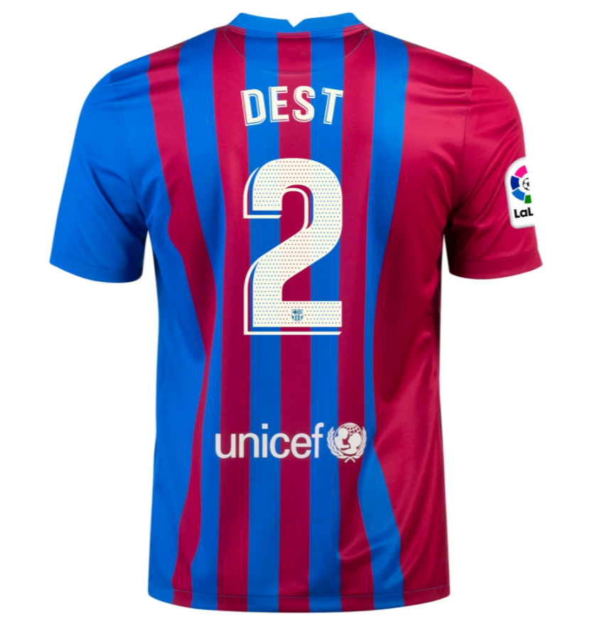 2021/22 Barcelona Home Kit Soccer Jersey with SERGIÑO DEST 2 printing